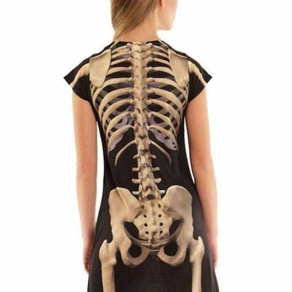 Faux Real Skeleton Sublimated Photorealistic Halloween Costume Dress, Medium - Picture 3 of 3